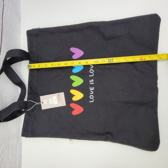 Most Wanted USA Pride Black Cotton Canvas Love is Love Tote Bag - Picture 11 of 16